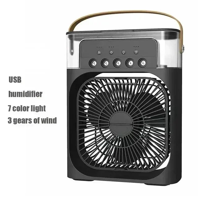 2025Portable Humidifier Fan Air Conditioners USB Electric Fan LED Night Light Water Mist Fun 3 In 1 Air Cooler Humidifie For – From Yellow to Green: Soften the Lights | Visual Co‑Regulation