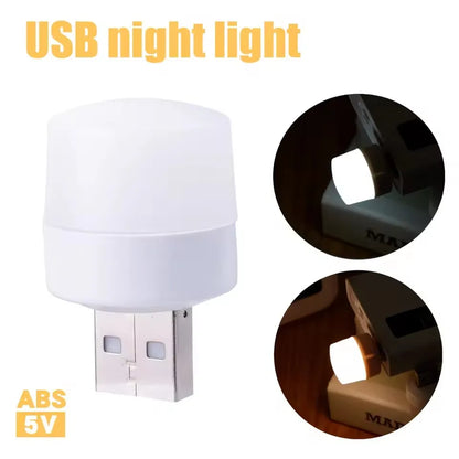 1-10Pcs Mini USB Night Light Warm White Eye Protection Book Reading Light USB Plug Computer Mobile Power Charging LED Night Lamp