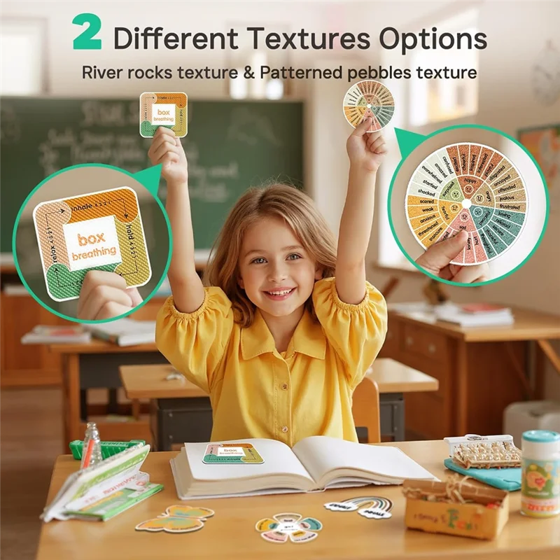 XB-Calm Strips 2 Textured For Mood Calming, 36Pcs For Anxiety Sensory Stickers, Breathing Mindfulness Fidget Sticker