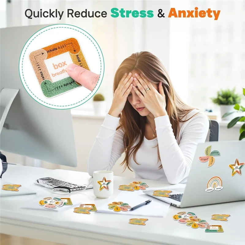 XB-Calm Strips 2 Textured For Mood Calming, 36Pcs For Anxiety Sensory Stickers, Breathing Mindfulness Fidget Sticker