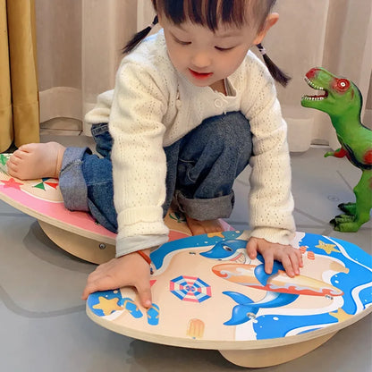 Wooden Fine Motor Skills Development Indoor Balance Yoga Board Educational Playing Sensory Toys for Boys Girls Twist Board