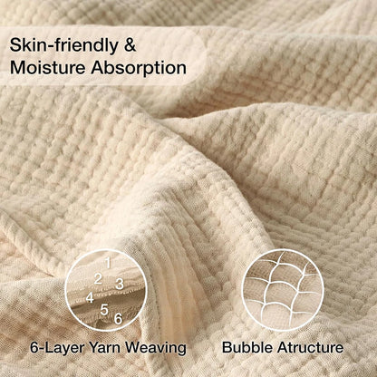 100% Cotton Blanket 6 Gauze Layers Muslin All Season Soft Throw Blankets for Bed Couch Breathable Quilt Bedspread Bedding Adults