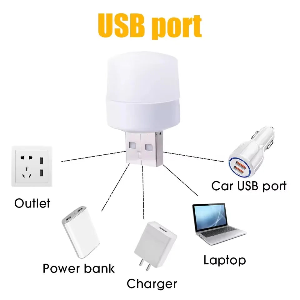 1-10Pcs Mini USB Night Light Warm White Eye Protection Book Reading Light USB Plug Computer Mobile Power Charging LED Night Lamp