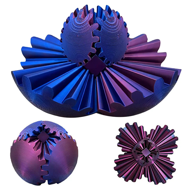 3D Printed Gear Ball Spinner Spin Ball Cube Fidget GearSphere Desk Toy Stress Anxiety Relaxing Kid Adult Interactive Toy Gift