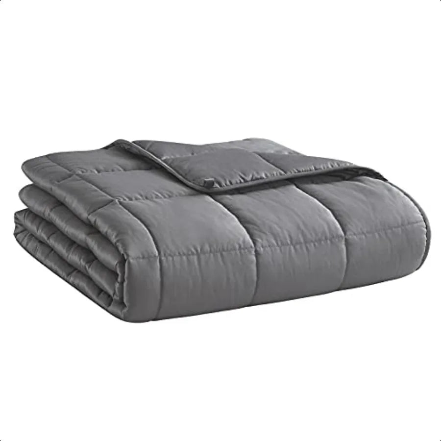 Weighted Blanket for Adults Dark Grey 48x72 15lbs Twin Full Size Heavy Throw Blanket Cooling Breathable Microfiber with Glass B