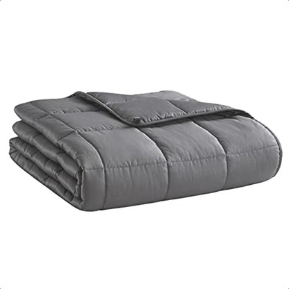 Weighted Blanket for Adults Dark Grey 48x72 15lbs Twin Full Size Heavy Throw Blanket Cooling Breathable Microfiber with Glass B