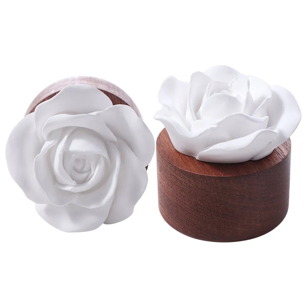 Wooden Base Flower Aromatherapy Diffuser Ornaments Handmade Diffuser Stone Flower Ornaments Non-Electric