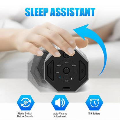 White Noise Machine, Gravity Sensing 8 Soothing Natural Sounds, Intelligent Collection of Environmental Noise