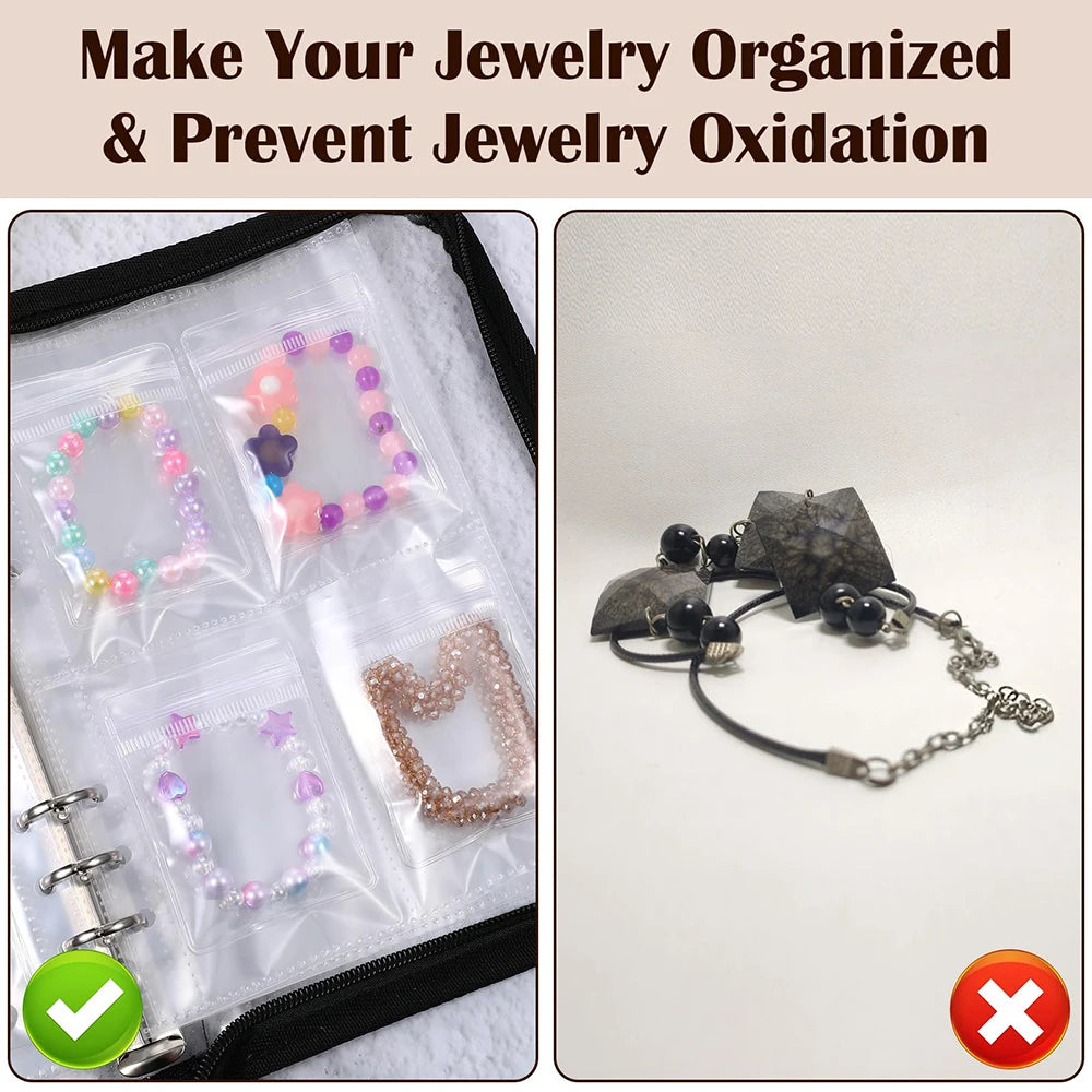 1set Jewelry Storage Book Ring Binder Travel Jewelry Organizer Case Transparent Jewelry Storage Book for Earrings Rings