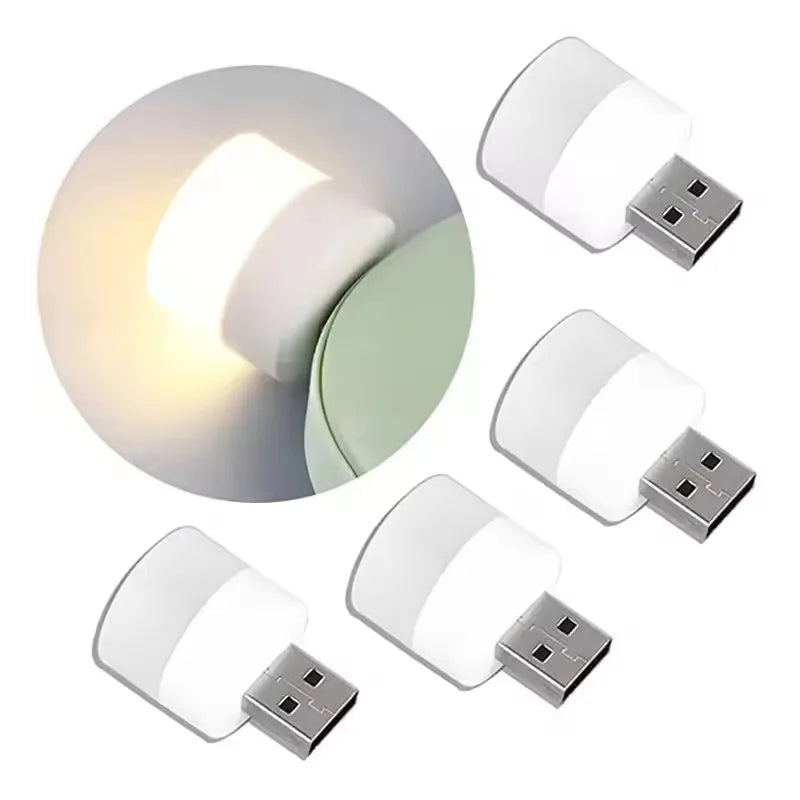 1-10Pcs Mini USB Night Light Warm White Eye Protection Book Reading Light USB Plug Computer Mobile Power Charging LED Night Lamp