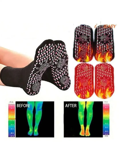 1pc-Self heating health massage socks, Tomalin medium tube thickened warm foot socks, hot moxibustion cold resistant socks