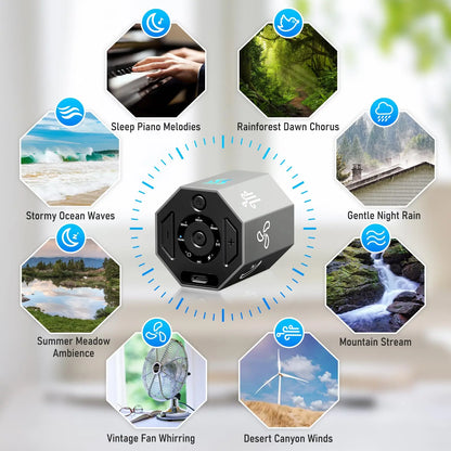 White Noise Machine, Gravity Sensing 8 Soothing Natural Sounds, Intelligent Collection of Environmental Noise