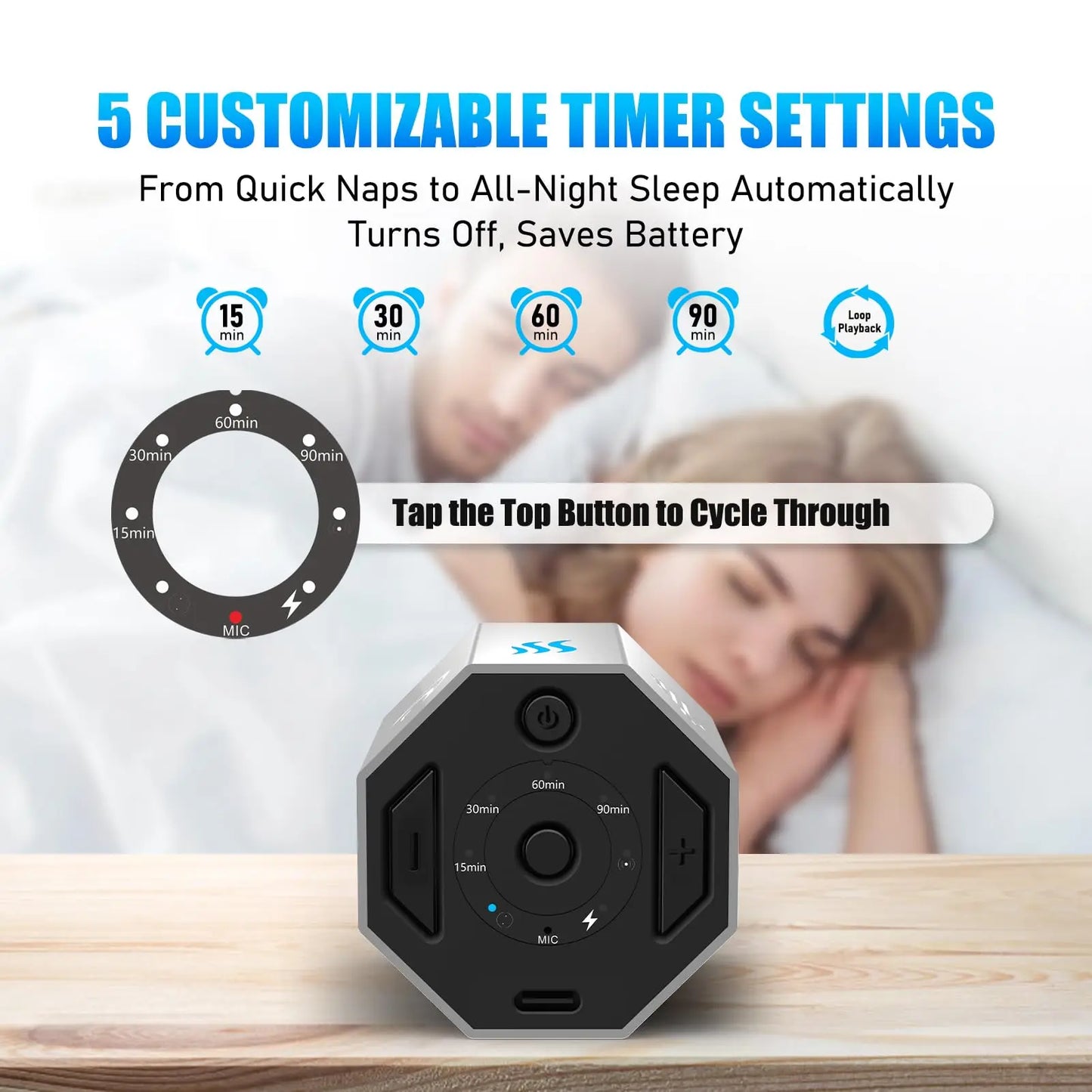 White Noise Machine, Gravity Sensing 8 Soothing Natural Sounds, Intelligent Collection of Environmental Noise