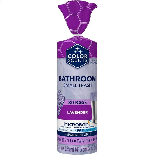 Small Trash Bags 4 Gallon 80 Bags 1 Pack of 80 Count Twist Tie Lavender Bag with Lavender Scent with Microban