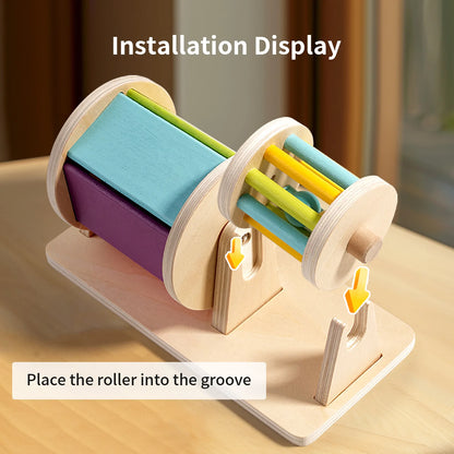 Wooden Montessori Color Rolling Drum Toy Mirror Spinning Puzzle Toy Baby Sensory Early Education Toys Birthday Gift