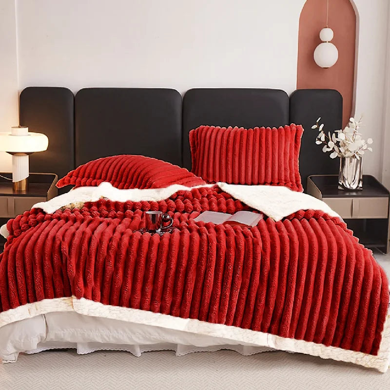 1pc Weighted Fleece Blanket -Soft, Warm, Throw for Bedroom, Living Room, Student Dormitory, Car, Sofa,8lbs With Sherpa