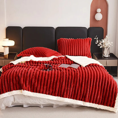 1pc Weighted Fleece Blanket -Soft, Warm, Throw for Bedroom, Living Room, Student Dormitory, Car, Sofa,8lbs With Sherpa