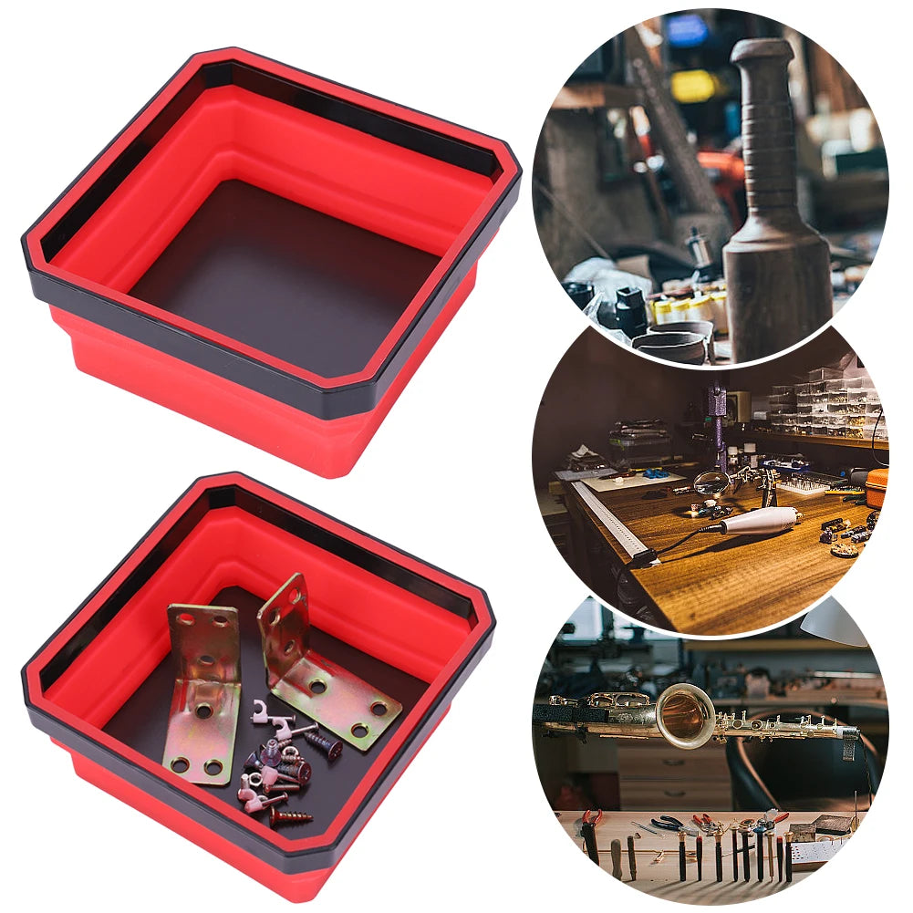 4.53 In Tools Parts Storage Box Multicolor Collapsible Magnetic Parts Tray Plumber Carpenters Tool Organizer Magnetic Tray Box