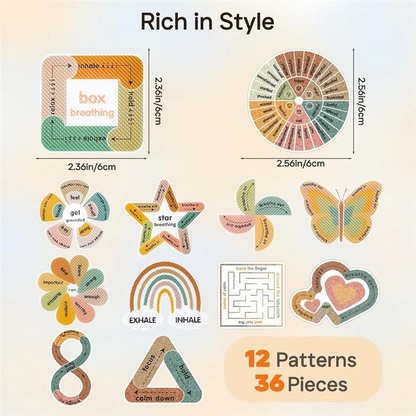 XB-Calm Strips 2 Textured For Mood Calming, 36Pcs For Anxiety Sensory Stickers, Breathing Mindfulness Fidget Sticker