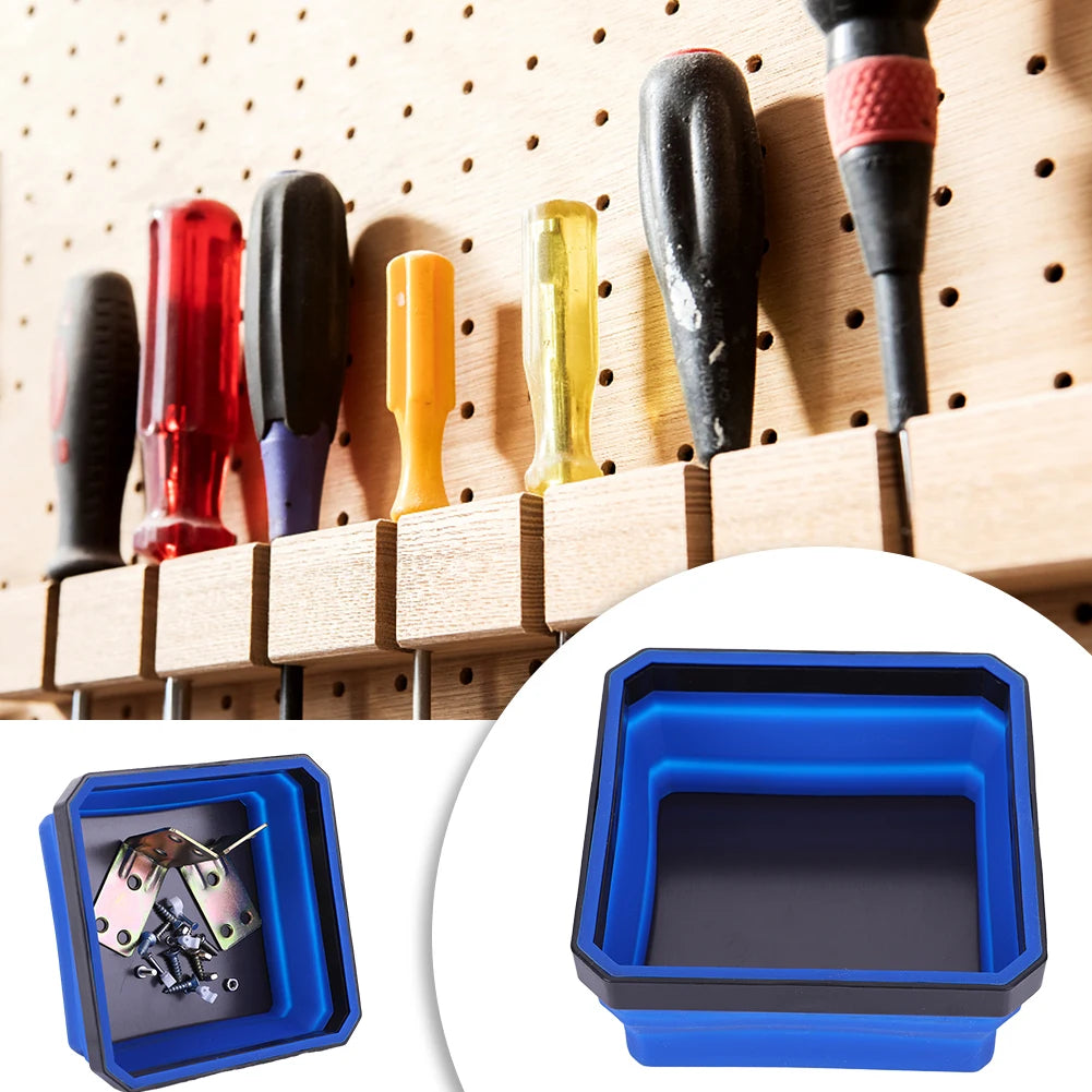 4.53 In Tools Parts Storage Box Multicolor Collapsible Magnetic Parts Tray Plumber Carpenters Tool Organizer Magnetic Tray Box