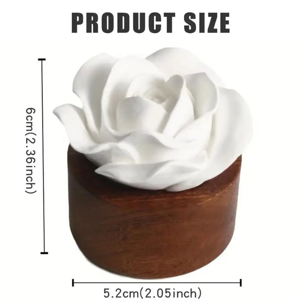 Wooden Base Flower Aromatherapy Diffuser Ornaments Handmade Diffuser Stone Flower Ornaments Non-Electric