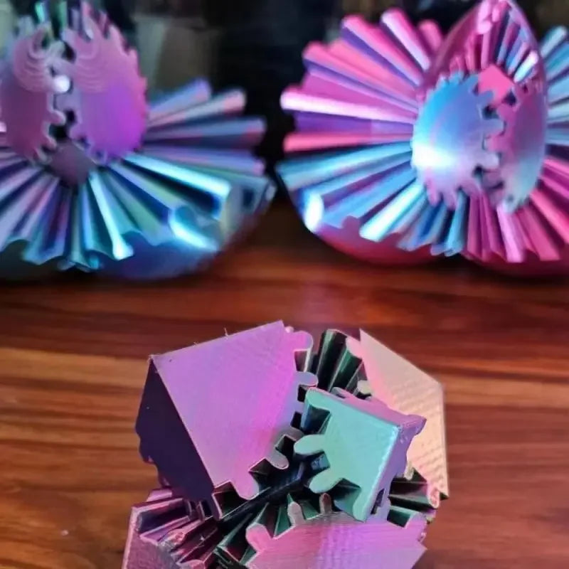 3D Printed Gear Spin Ball Cube Fidget Toy Deformation Gear Ball Sensory Stress Anxiety Relaxing Ball