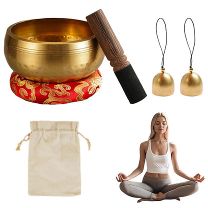 Stress Relief Singing Bowl Set Meditation Yoga Meditation Chanting Bowl Wind chime For Yoga Chakra Healing Energy Mindfulness