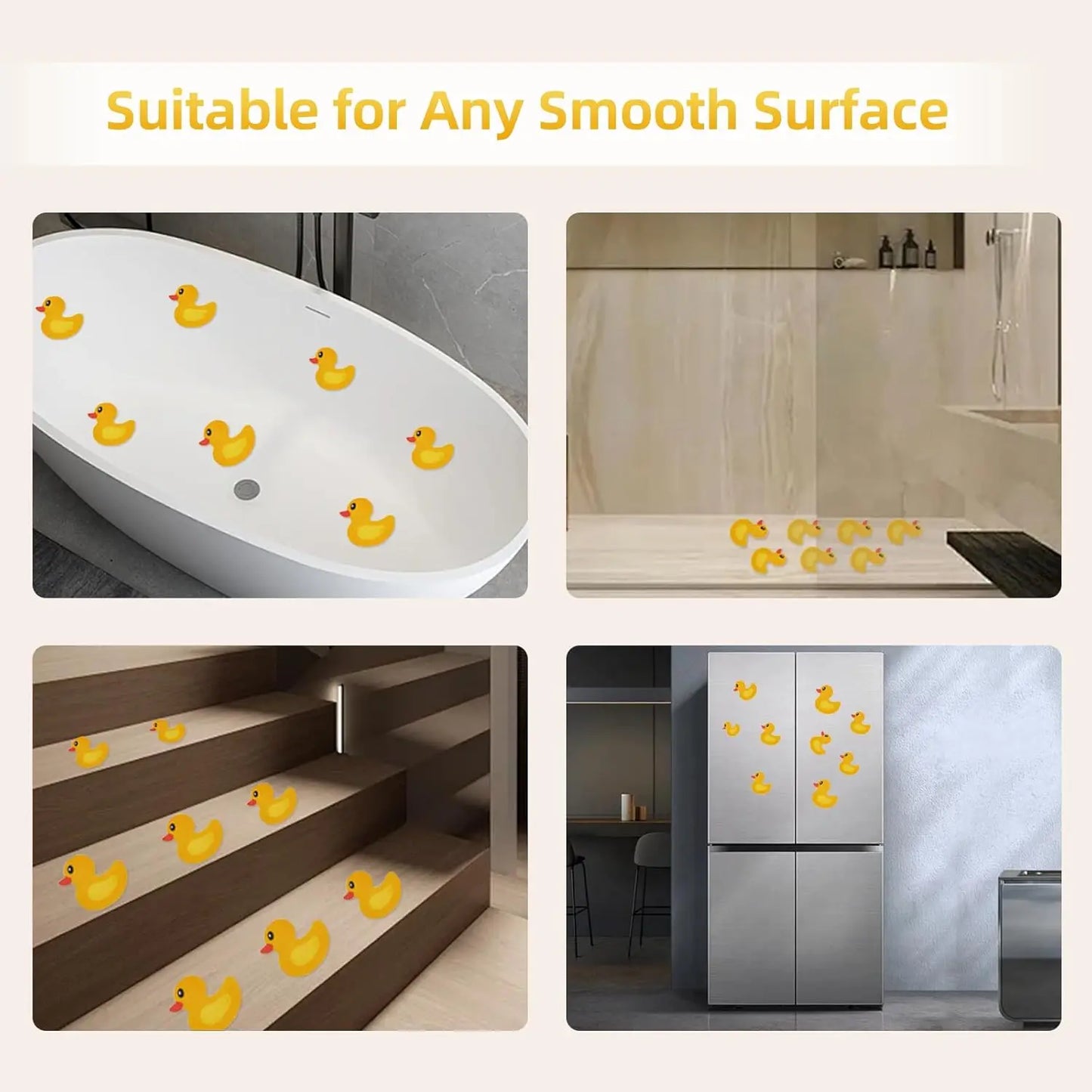 20 PCS Cute Duck Non Slip Bathtub Stickers for Kids Bathtub, Adhesive Decals Scraper-Safety Bathroom Tubs, Shower Floor, Stairs