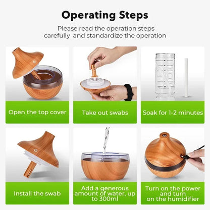 300ML Air Humidifier Essential Oil Aroma Diffuser Home Ultrasonic Wood Grain humidificador USB Mist Maker umidificador purifier