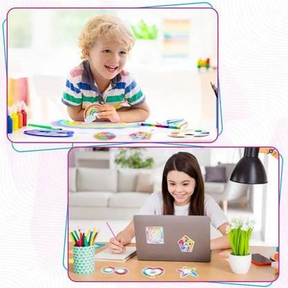 Textured Stickers 9pcs Sensory Adhesives Waterproof Tactile Rough Aesthetic Rainbow Style Textured Stickers For Desk Phone