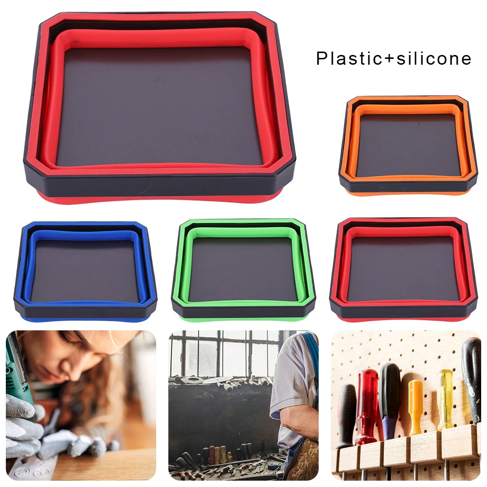 4.53 In Tools Parts Storage Box Multicolor Collapsible Magnetic Parts Tray Plumber Carpenters Tool Organizer Magnetic Tray Box