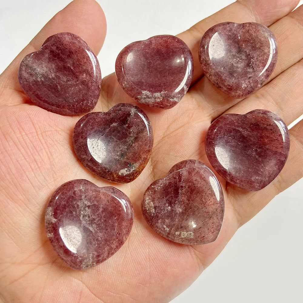 30mm Heart Thumb Worry Stone Natural Healing Finger Massage Therapy Health Gem Stones Reiki Spiritual Minerals Home DIY Decor