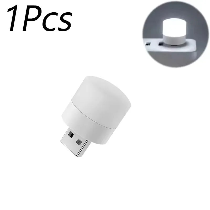 1-10Pcs Mini USB Night Light Warm White Eye Protection Book Reading Light USB Plug Computer Mobile Power Charging LED Night Lamp