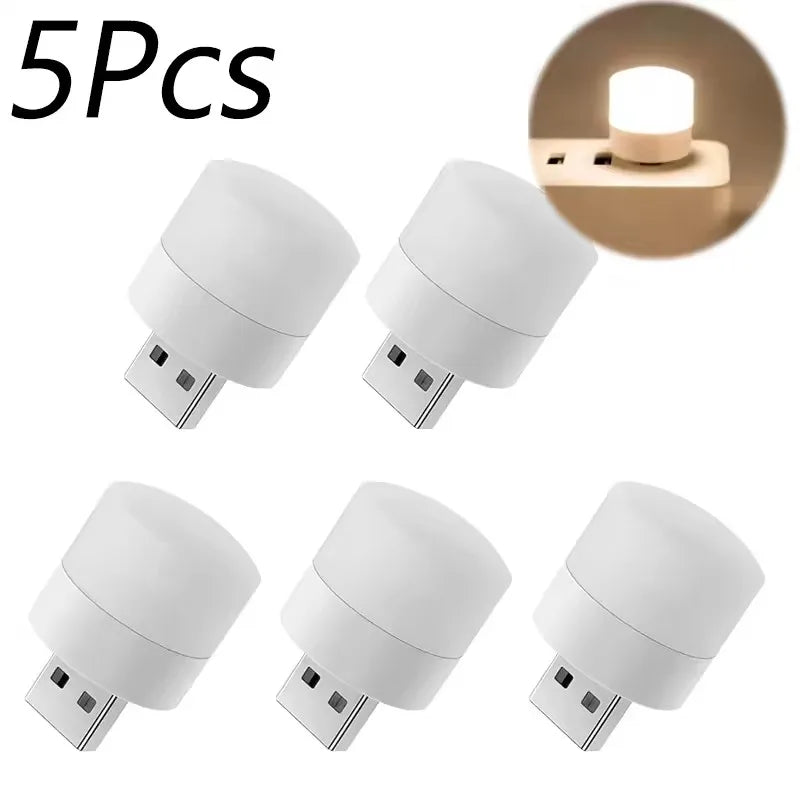 1-10Pcs Mini USB Night Light Warm White Eye Protection Book Reading Light USB Plug Computer Mobile Power Charging LED Night Lamp