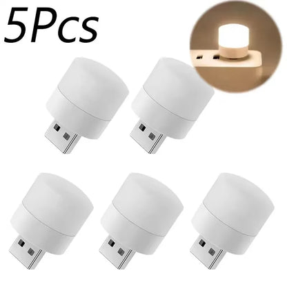 1-10Pcs Mini USB Night Light Warm White Eye Protection Book Reading Light USB Plug Computer Mobile Power Charging LED Night Lamp