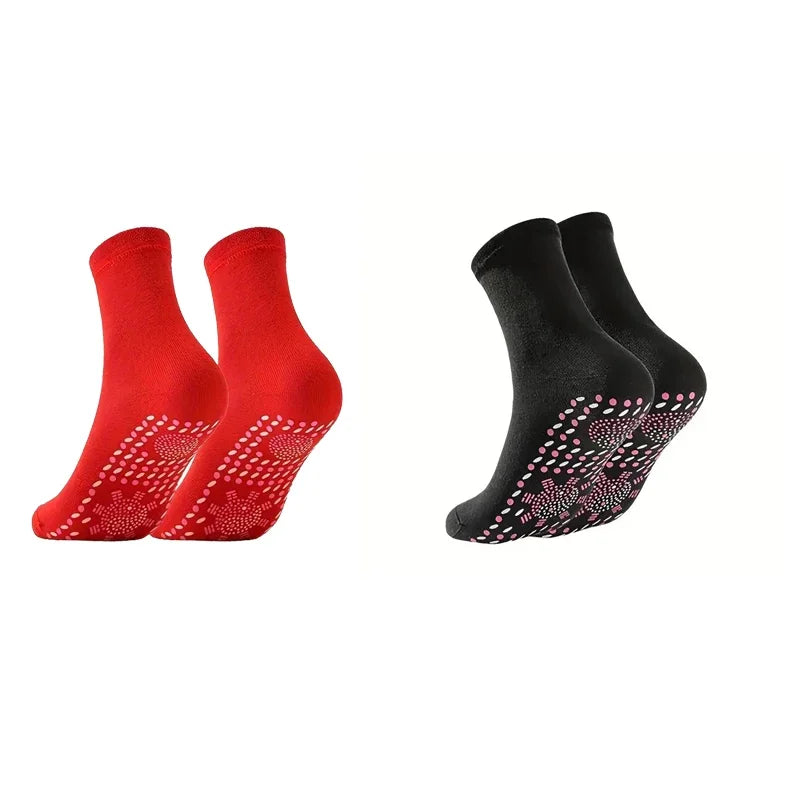 1pc-Self heating health massage socks, Tomalin medium tube thickened warm foot socks, hot moxibustion cold resistant socks