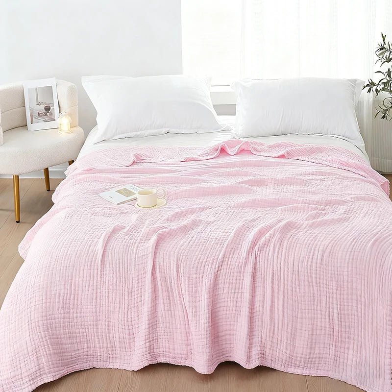 100% Cotton Blanket 6 Gauze Layers Muslin All Season Soft Throw Blankets for Bed Couch Breathable Quilt Bedspread Bedding Adults