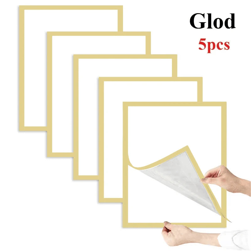 10pcs Rectangular Magnetic Photo Frame A4/A6 Gold Silver Black Self Adhesive No Punch Display Frame Reusable Wall Poster Frame