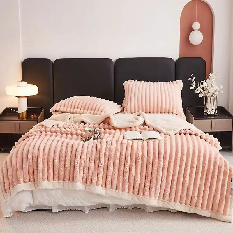 1pc Weighted Fleece Blanket -Soft, Warm, Throw for Bedroom, Living Room, Student Dormitory, Car, Sofa,8lbs With Sherpa