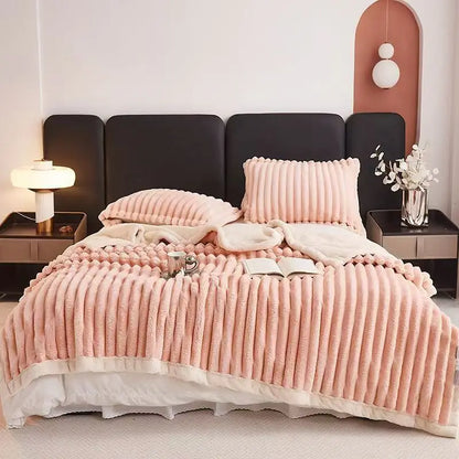 1pc Weighted Fleece Blanket -Soft, Warm, Throw for Bedroom, Living Room, Student Dormitory, Car, Sofa,8lbs With Sherpa