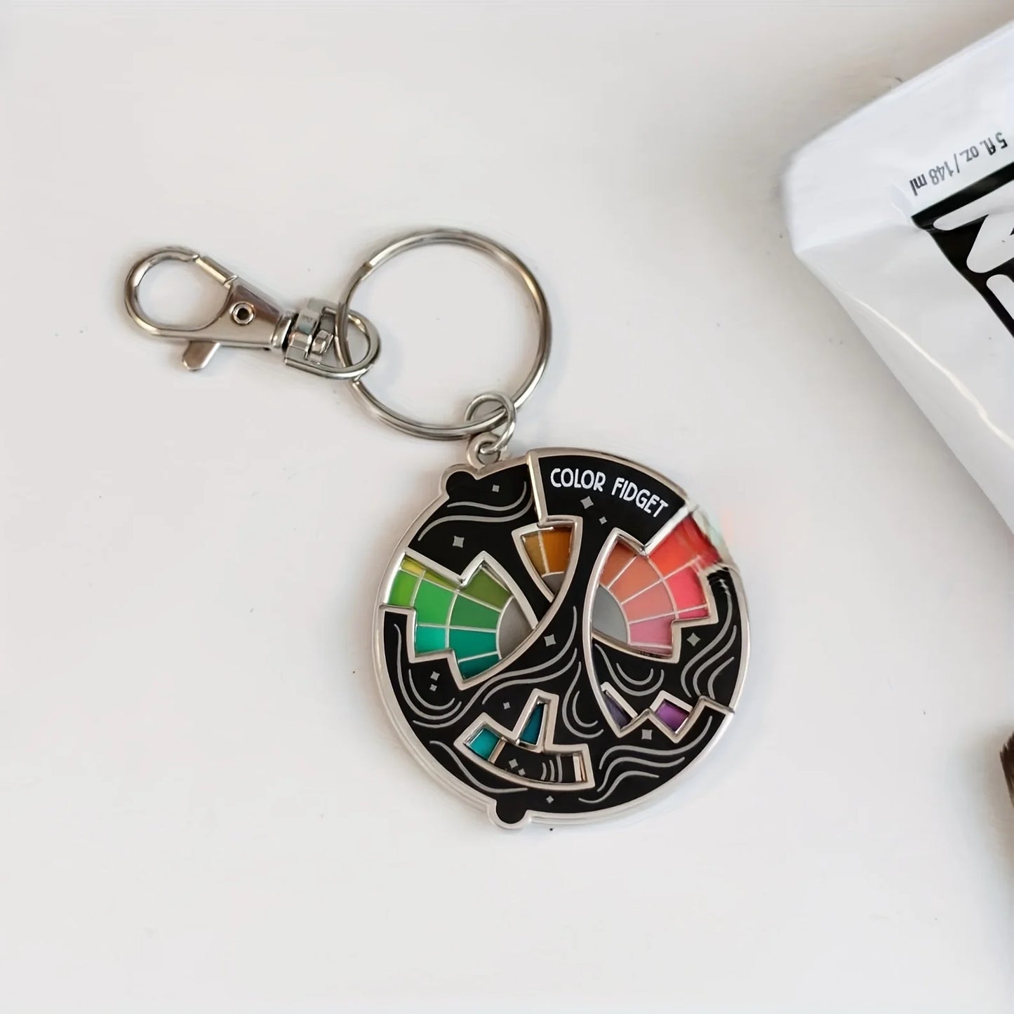 360° Rotating Color Fidget Enamel Pin& Keychain - Relax Sensory with 8 Color, Christmas Day Gifts, Focus Aid Tool, Sleek Design