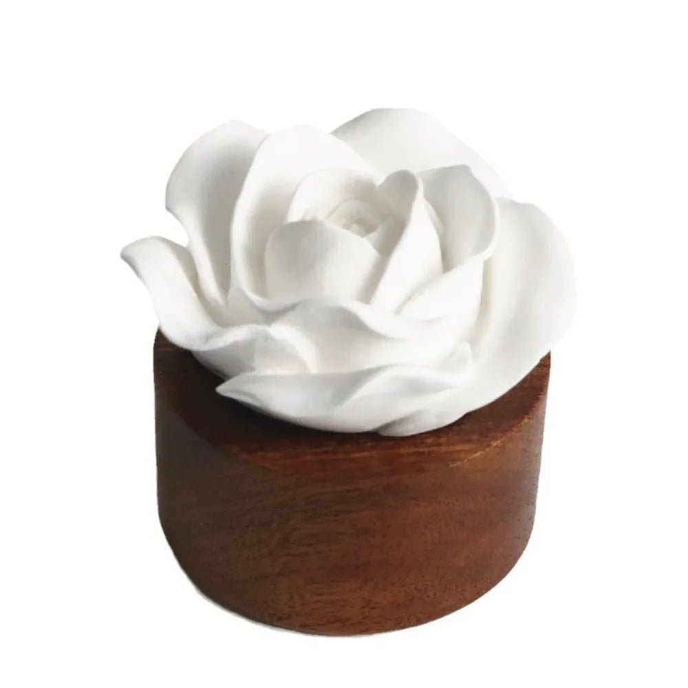 Wooden Base Flower Aromatherapy Diffuser Ornaments Handmade Diffuser Stone Flower Ornaments Non-Electric