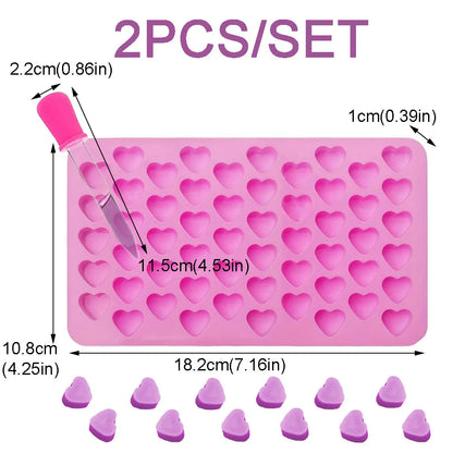 2pcs Love Silicone Candle Molds Wax Melting Liquid DIY Dropper 55 Cavity Heart Resin Scented Candle Making Kit Handicrafts Gifts