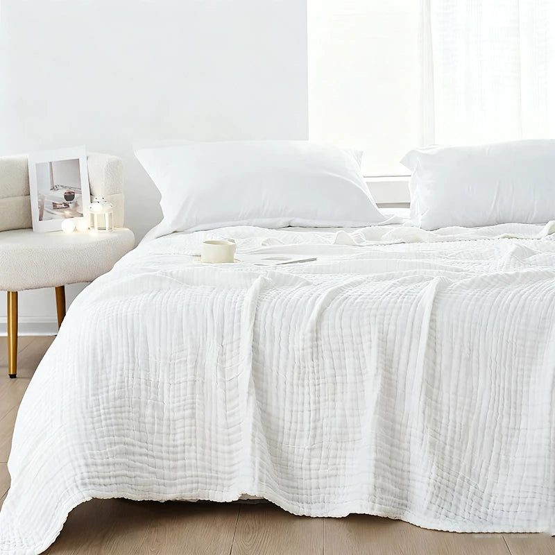 100% Cotton Blanket 6 Gauze Layers Muslin All Season Soft Throw Blankets for Bed Couch Breathable Quilt Bedspread Bedding Adults