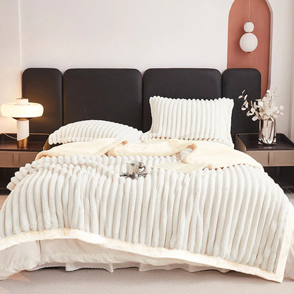 1pc Weighted Fleece Blanket -Soft, Warm, Throw for Bedroom, Living Room, Student Dormitory, Car, Sofa,8lbs With Sherpa